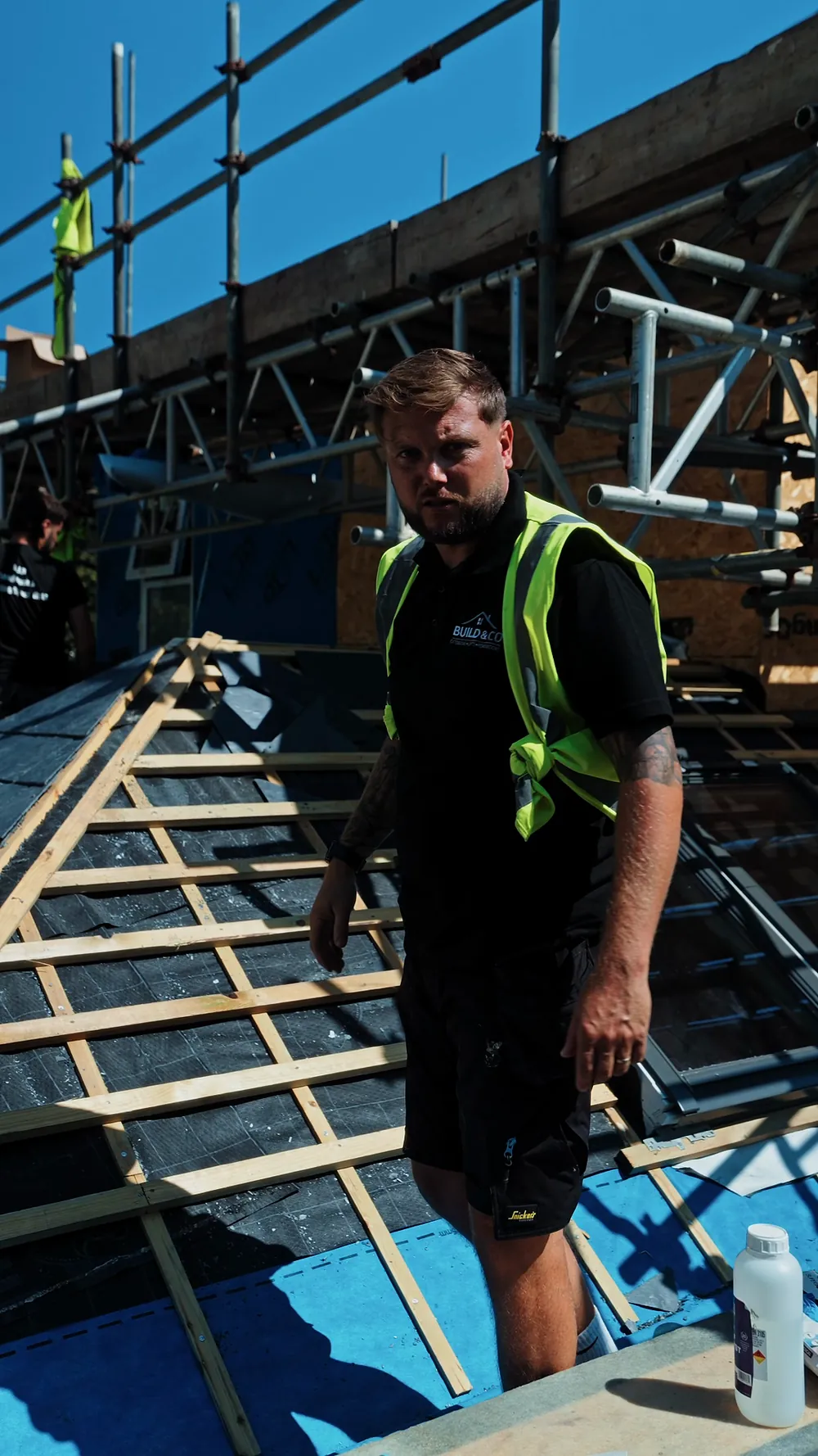 Build and Co on the roof of the Seadown School extension in Worthing